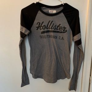 Grey and black Hollister fitted long sleeve